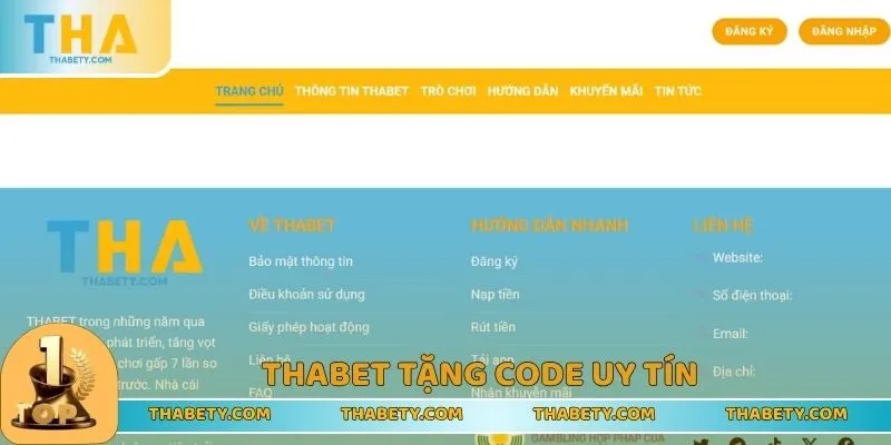 Top 6+ Nhà Cái Tặng Code Miễn Phí Rinh Về Tiền Thưởng Khủng 2 THABET - Sân chơi uy tín tặng code siêu khủng